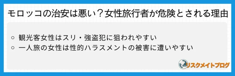 モロッコが女性にとって治安が最悪と言われる理由